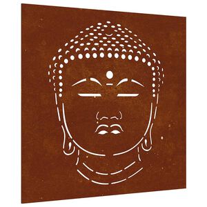 vidaXL Ogrodowa dekoracja ścienna, 55x55 cm, stal kortenowska, Budda
