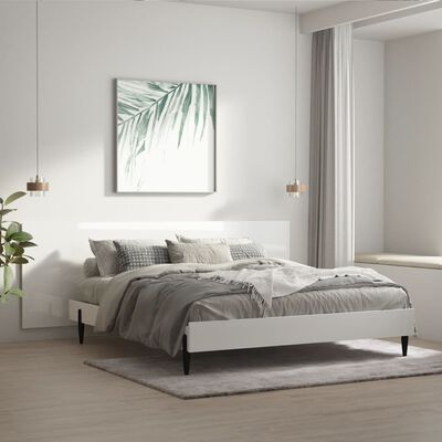 vidaXL Zagłówek łóżka, ścienny, biel z połyskiem, 240x1,5x80 cm