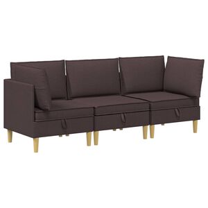 vidaXL Modularny Zestaw Sofy z Przechowalnią 3 szt. Ciemny brąz