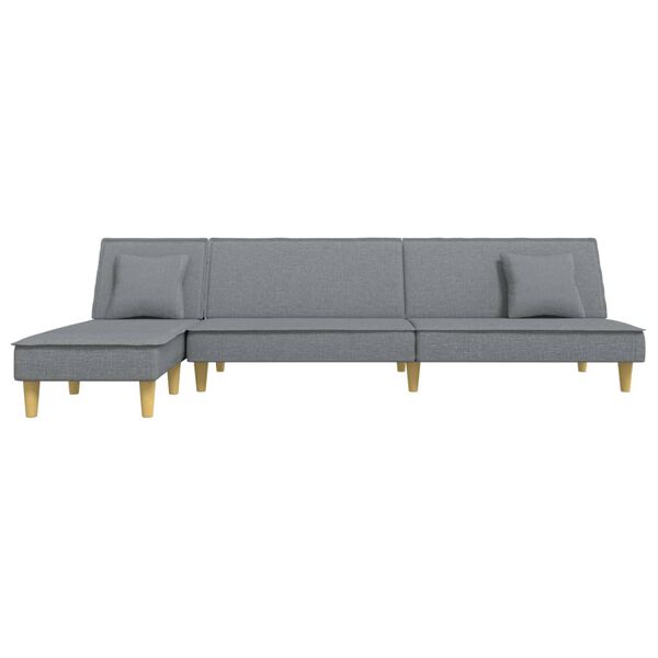 vidaXL Sofa rozkładana L, jasnoszara, 255x140x70 cm, tkanina