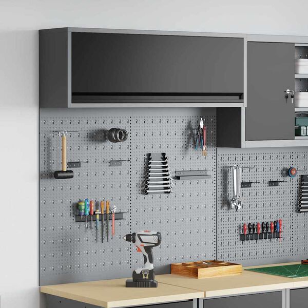 vidaXL Zestaw Szafki Narzędziowej i Pegboard z półką 3 pcs Czarny