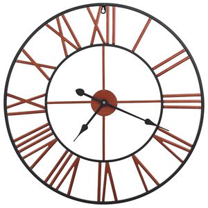 vidaXL Zegar ścienny, metal, 58 cm, czerwony