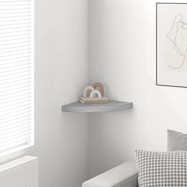 vidaXL Narożna p&oacute;łka ścienna, szarość betonu, 35x35x3,8, MDF