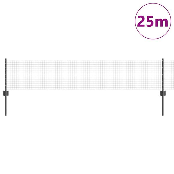 vidaXL Ogrodzenie z słupkiem Szary 0,4 x 25 m Stal i PVC