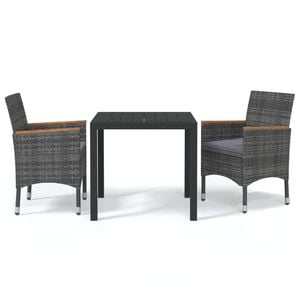 vidaXL 3-cz. zestaw mebli ogrodowych z poduszkami, polirattan, szary