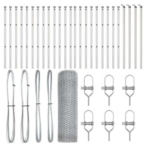 vidaXL Słupek ogrodzeniowy. Srebrny 50 x 0,8 m (siatka 25 mm) Stal