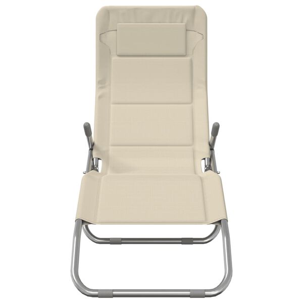 vidaXL Składne leżaki 2 szt., kremowe, tkanina Textilene i stal