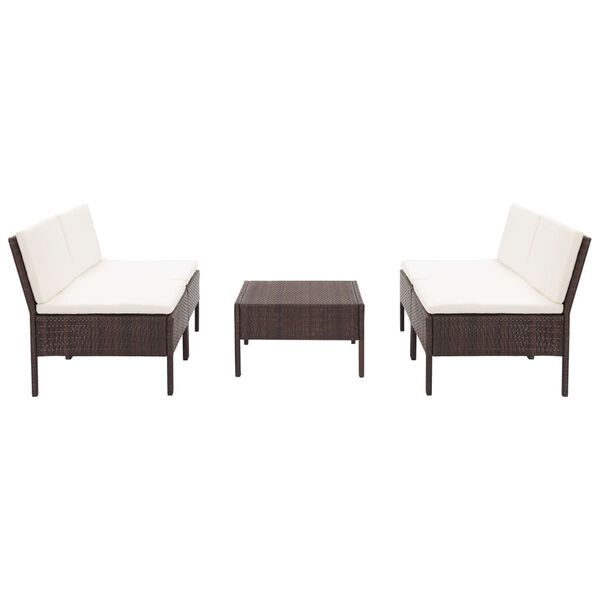 vidaXL 5-cz. zestaw mebli do ogrodu, poduszki, polirattan, brązowy