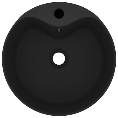vidaXL Umywalka z przelewem, matowa czerń, 36x13 cm, ceramiczna