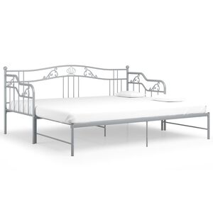 vidaXL Sofa z wysuwaną ramą ł&oacute;żka, szara, metalowa, 90x200 cm