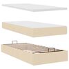 vidaXL Rama ł&oacute;żka otomana z materacami, kremowa, 200x200 cm, tkanina