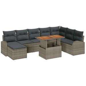 vidaXL Zestaw Sof na Ogr&oacute;d z przechowywaniem 9 pcs Szary Polirattan