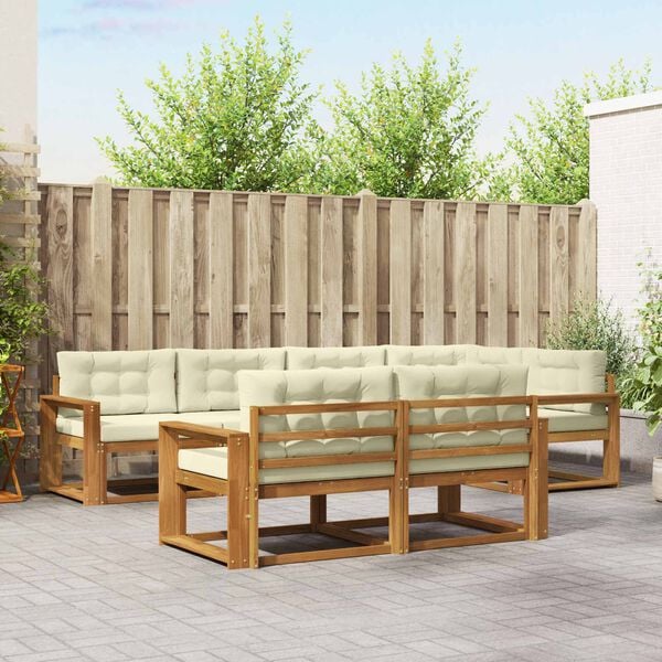 vidaXL Zestaw sof na zewnątrz z poduszką 7 pcs Naturalny i Kremowy