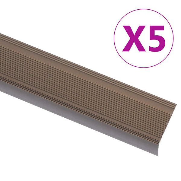 vidaXL Listwy schodowe w kształcie litery L 5 szt. Aluminium 90 cm