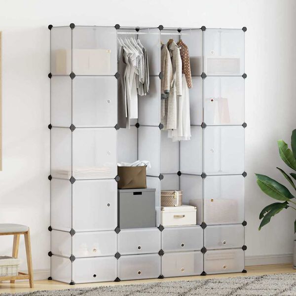 vidaXL Szafa modułowa z 18 przegrodami, biała, 37 x 146 x 180,5 cm