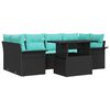 vidaXL Zestaw Sof na Ogr&oacute;d z poduszką 7 pcs Czarny Rattan poli