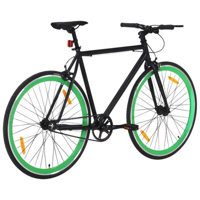 vidaXL Rower single speed, czarno-zielony, 700c, 59 cm