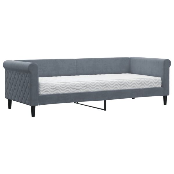 vidaXL Sofa z materacem do spania, ciemnoszara, 80x200 cm, aksamit