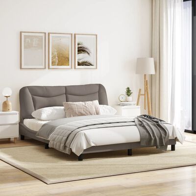vidaXL Rama łóżka z zagłówkiem, kolor taupe, 160x200 cm, obita tkaniną