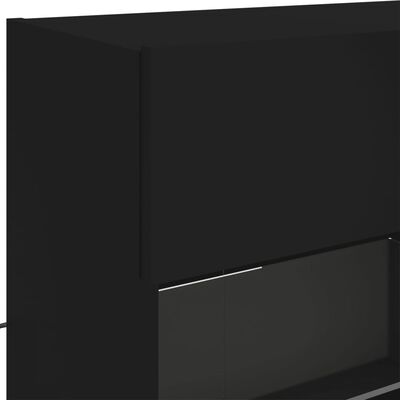 vidaXL 6-cz. zestaw ściennych szafek TV z oświetleniem LED, czarny