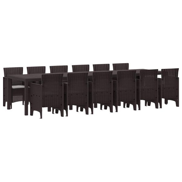 vidaXL Zestaw do jadalni w ogrodzie 13 pcs Brązowy Rattan Polt