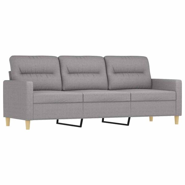 vidaXL 3-osobowa sofa z podn&oacute;żkiem, jasnoszara, 180 cm, tkaniną