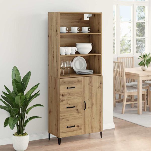 vidaXL Highboard z szufladą Dąb rzemieślniczy 69,5 x 34 x 180 cm