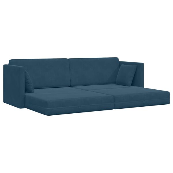 vidaXL Sofa podłogowa z funkcją spania 200cm Niebieski Aksamit