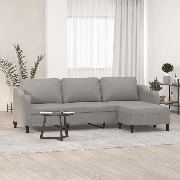 vidaXL 3-osobowa sofa z podn&oacute;żkiem, jasnoszary, 210 cm, tkaniną