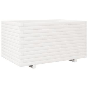 vidaXL Donica ogrodowa, biała, 90x60x49,5 cm, lite drewno sosnowe