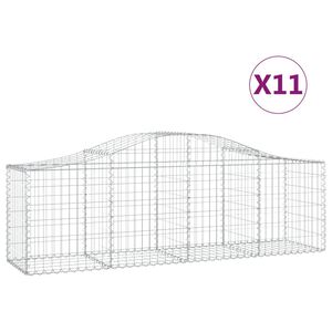 vidaXL Kosze gabionowe, 11 szt, 200x50x60/80 cm, galwanizowane żelazo