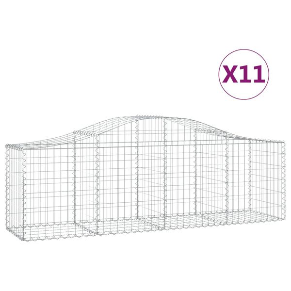 vidaXL Kosze gabionowe, 11 szt, 200x50x60/80 cm, galwanizowane żelazo