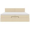 vidaXL Rama ł&oacute;żka otomana z materacami, kremowa, 200x200 cm, tkanina