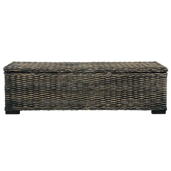vidaXL Skrzynia, 120 cm, czarna, rattan kubu i lite drewno mango