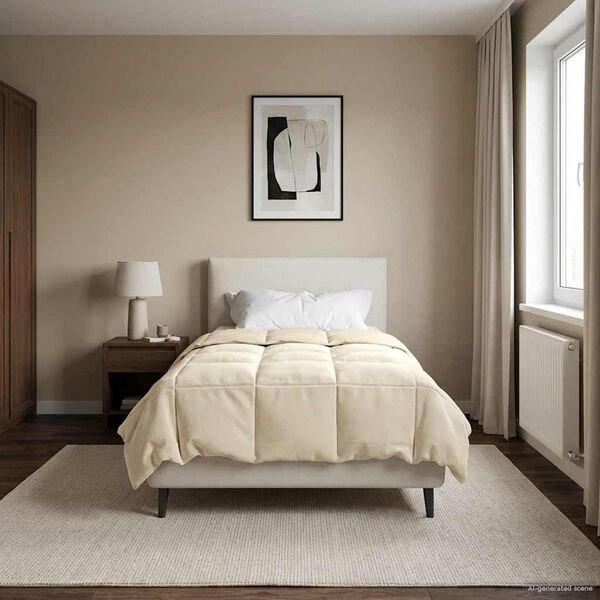 vidaXL Kołdra na cały rok Kwiłtowany Kremowy 135 x 220 cm Mikrofibra