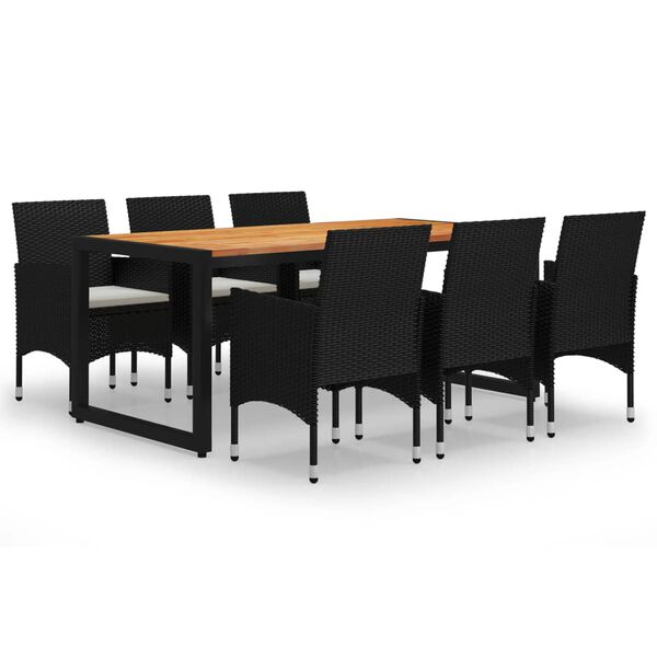 vidaXL 7-częściowy zestaw mebli ogrodowych, czarny