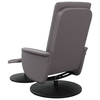 vidaXL Rozkładany fotel z podnóżkiem, szary, obity sztuczną skórą