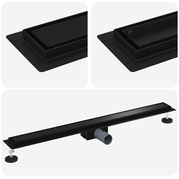 vidaXL 2 w 1 Odwodnienie prysznicowe Czarny 100 cm Stal nierdzewna 304