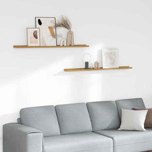 vidaXL P&oacute;łka ścienna z p&oacute;łką 2 pcs Beżowy 115 x 9 x 3 cm