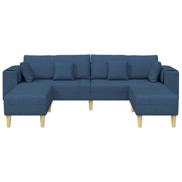 vidaXL Sofa z poduszką 3 pcs Niebieski tkanina