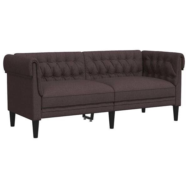 vidaXL Sofa Chesterfield, dwuosobowa, ciemnobrązowa, obita tkaniną