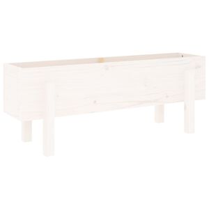 vidaXL Donica ogrodowa na n&oacute;żkach, biała, 101x30x38 cm, drewno sosnowe