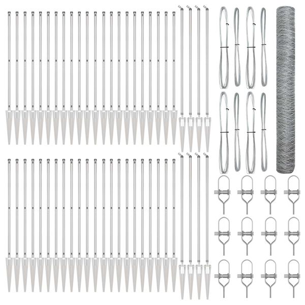 vidaXL Słupek ogrodzeniowy. Srebrny 100 x 1,2 m (siatka 36 mm) Stal