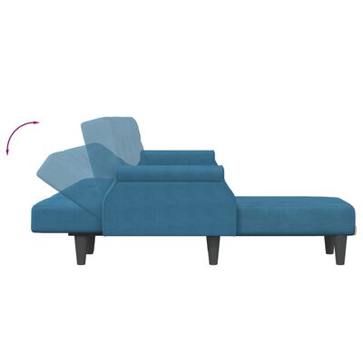 vidaXL Sofa rozkładana L, niebieska, 271x140x70 cm, aksamit