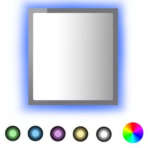 vidaXL Lustro łazienkowe LED, wysoki połysk, szare, 40x8,5x37cm, akryl