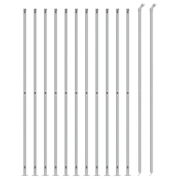 vidaXL Ogrodzenie z siatki, ze stopami słupk&oacute;w, srebrne, 1,6x25 m