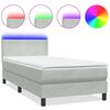vidaXL Ł&oacute;żko kontynentalne z materacem i LED, jasnoszary aksamit, 90x210 cm