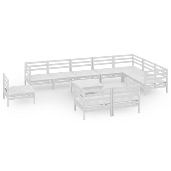 vidaXL 11-cz. zestaw wypoczynkowy do ogrodu, biały, drewno sosnowe