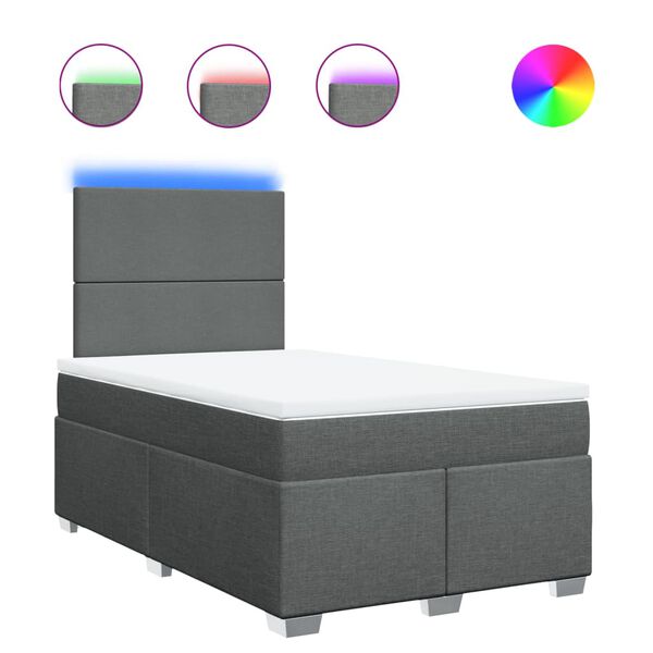 vidaXL Ł&oacute;żko kontynentalne z materacem, ciemnoszara tkanina 120x200 cm