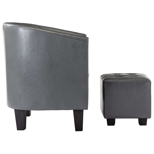 vidaXL Fotel z podn&oacute;żkiem, szary, sztuczna sk&oacute;ra